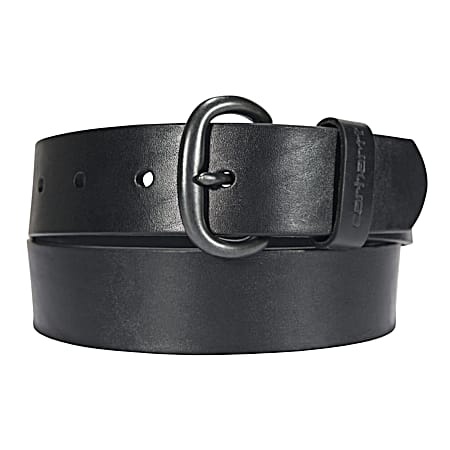 Men's Black Bridle Leather Debossed Keeper Belt