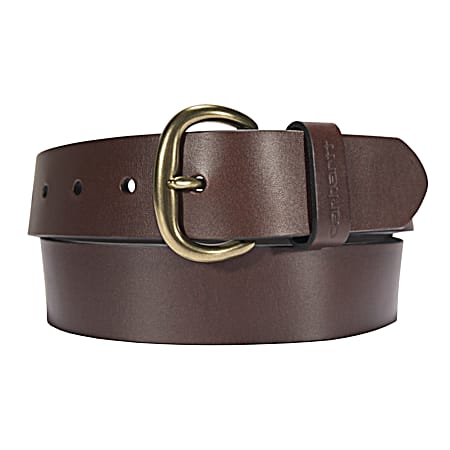 Men's Brown Bridle Leather Debossed Keeper Belt
