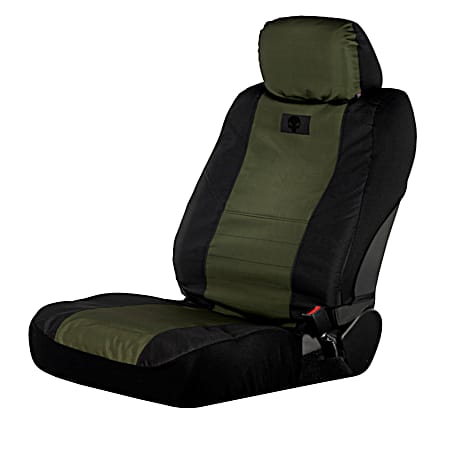 2 pc Green/Black Lowback Universal Fit Seat Cover