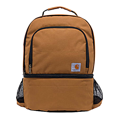 Brown Insulated 24-Can 2-Compartment Cooler Backpack