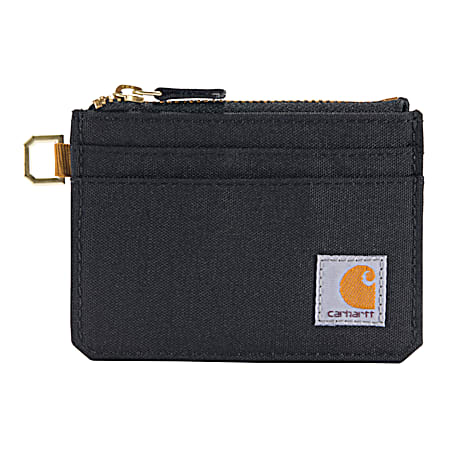 Black Nylon Duck Zippered Card Keeper Wallet