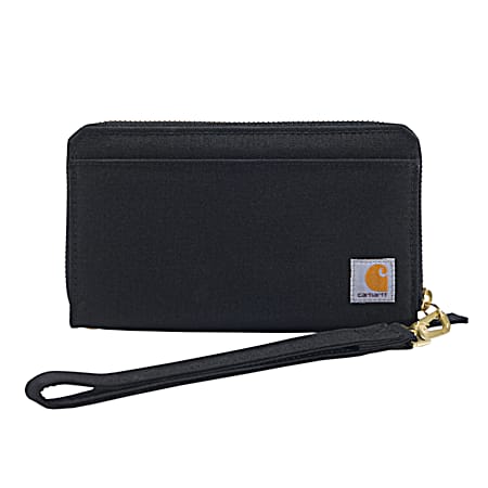 Ladies' Black Nylon Duck Lay-Flat Clutch Wallet