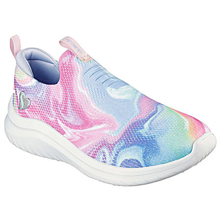 Girls' Ultra Flex Pink/Multi Slip-On Sneakers
