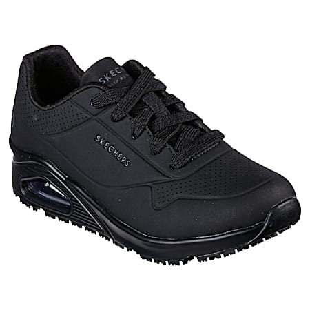 Women's Skechers Work 108021 Uno Slip Resistant Slip Resistant Shoes in Black Wide
