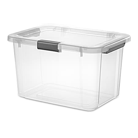 30 qt Clear Hinged Lid Storage Box