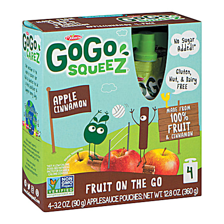 GOGO SQUEEZ AppleCinnamon Applesauce Fruit on the Go - 4 Pk