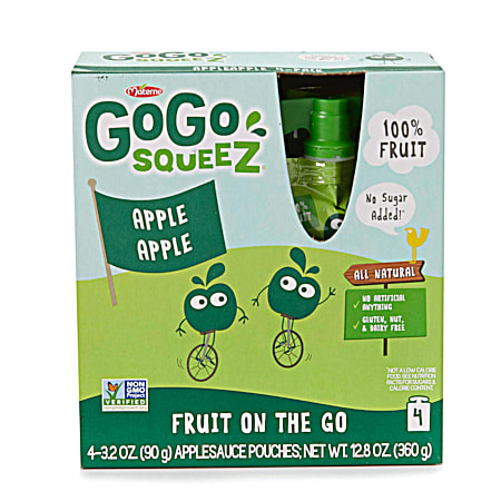 GOGO SQUEEZ Apple Apple Applesauce Fruit on the Go - 4 Pk