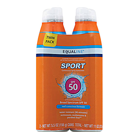 EQUALINE 11 oz Sport SPF 50 Sunscreen Spray - 2 pk