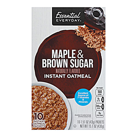 Essential EVERYDAY 15.1 oz Maple & Brown Sugar Instant Oatmeal - 10 Pk
