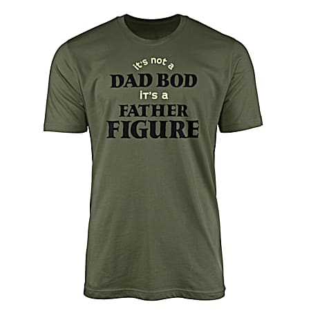 Men's Military Green Dad Bod Father Figure Crew Neck Short Sleeve T-Shirt