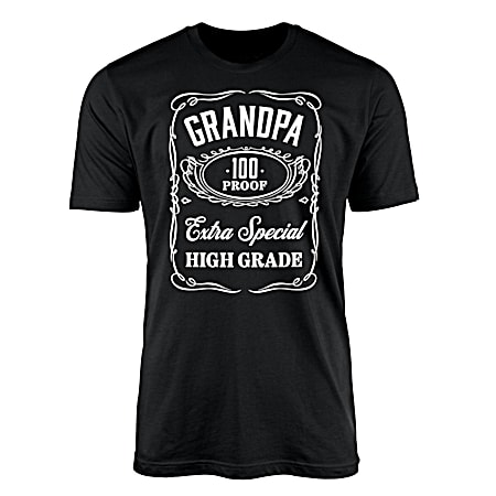 Men's Black Grandpa 100 Proof High Grade Crew Neck Short Sleeve T-Shirt