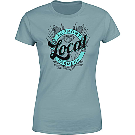 Women's Slate Support Local Farmers Graphic Crew Neck Short Sleeve T-Shirt