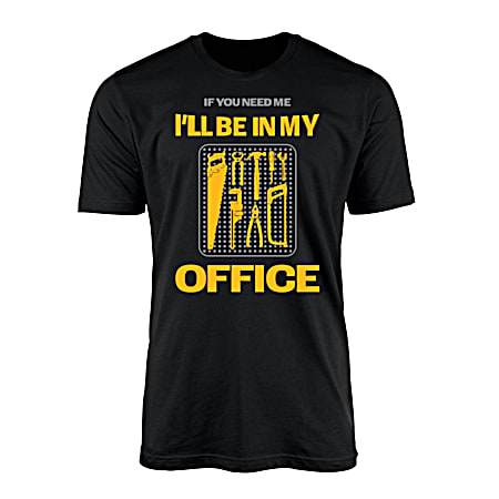 T-SHIRT INTERNATIONAL Men's Black My Office Graphic Crew Neck Short Sleeve Cotton T-Shirt