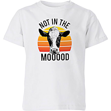 T-SHIRT INTERNATIONAL Girls' White Not In The MOOOOD Graphic Crew Neck Short Sleeve Cotton T-Shirt