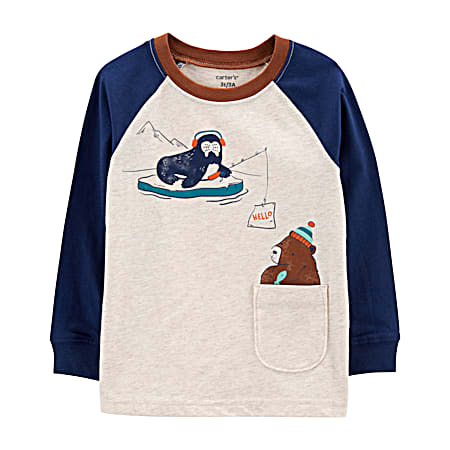 Toddlers' Ice Fishing Graphic Crew Neck Long Sleeve Tee