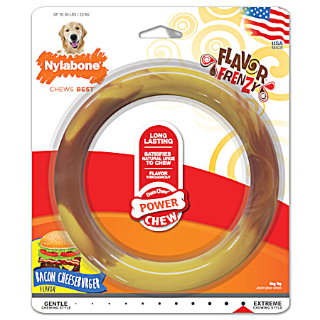 Power Chew Bacon Cheeseburger Smooth Ring Dog Chew Toy