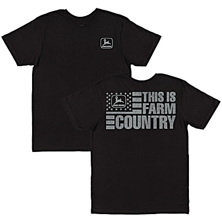 John Deere Men's Black This Is Farm Country Graphic Crew Neck Short Sleeve T-Shirt