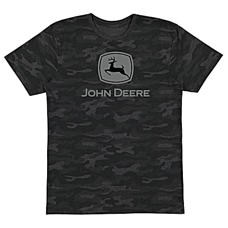 Men's Black/Grey Camo Signature Logo Graphic Crew Neck Short Sleeve T-Shirt