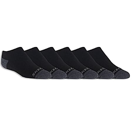 Skechers Boy's Black Full Terry Low Cut Walking Socks - 6 Pk
