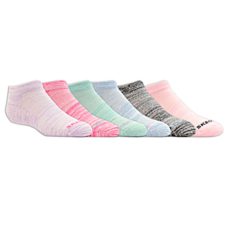 Skechers Girls' Non Terry Low Cut Color Stripe Socks - 6 Pk