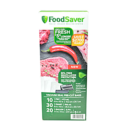 Vacuum Seal Pre-Cut Multipack Bags - 60 ct