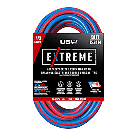 USW Extreme Cold 14/3 SJEOOW Extension Cord w/ Female Lighted Plug