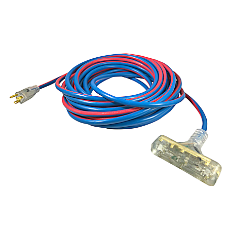 Extreme 14/3 SJEOOW Blue & Red Extension Cord w/ Female Triple Tap
