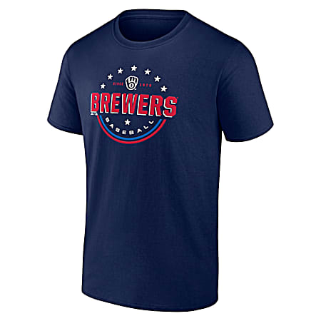Men's Milwaukee Brewers Navy Americana Graphic Crew Neck Short Sleeve T-Shirt