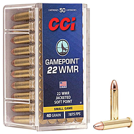 Gamepoint 22 WMR 40GR JSP Cartridges - 50 Rounds