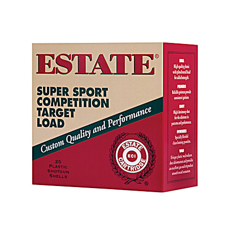 Estate Super Sport Competition 12 Gauge 2-3/4In #8 1Oz Target Shotshells - 25 Rounds