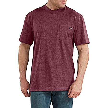 Dickies Men's Big & Tall Burgundy Heather Heavyweight Crew Neck Short Sleeve Pocket T-Shirt