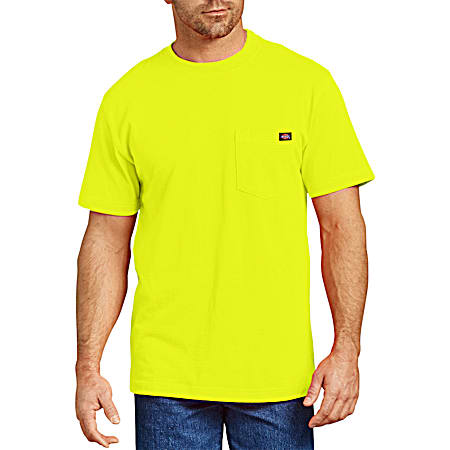 Dickies Men's Big & Tall Neon Bright Yellow Heavyweight Crew Neck Short Sleeve Pocket T-Shirt
