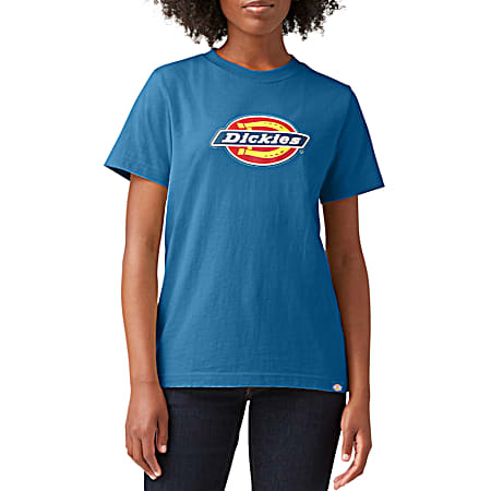 Women's Vallarta Blue Logo Graphic Crew Neck Short Sleeve Cotton T-Shirt