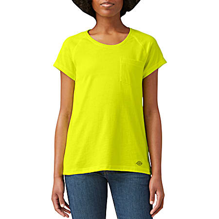 Women's Temp-iQ Bright Yellow Crew Neck Short Sleeve Pocket T-Shirt