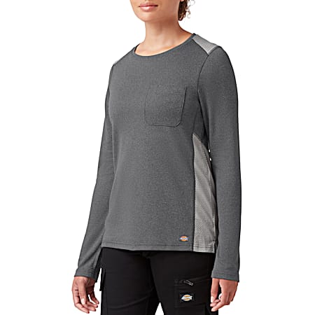 Women's Temp-iQ 365 Dark Gray Heather Long Sleeve Pullover Shirt w/Pocket