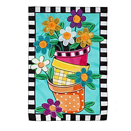 Stacked Flower Pots Garden Applique Flag