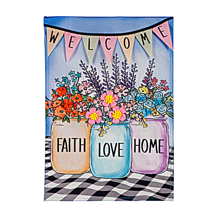Faith, Love, Home Garden Linen Flag