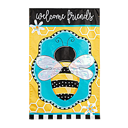 Welcome Friends Bee House Applique Flag