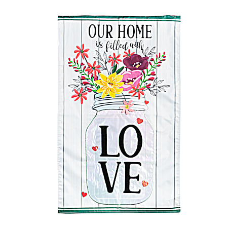Our Home is Filled With Love House Applique Flag