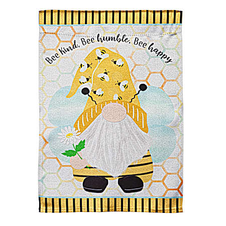 Bee Kind, Bee Humble, Bee Happy Gnome Garden Lustre Flag