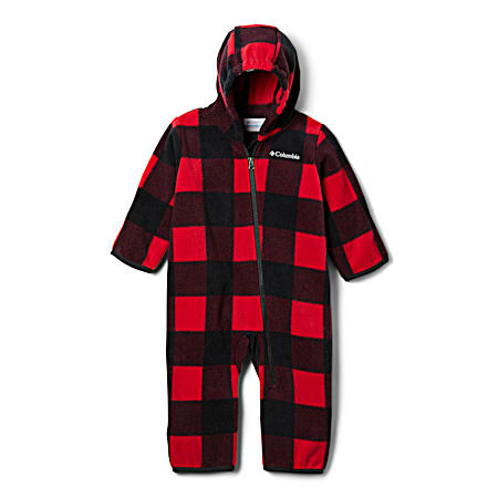 Infant Snowtop II Mountain Red Check Hooded Full Zip Fleece Bunting