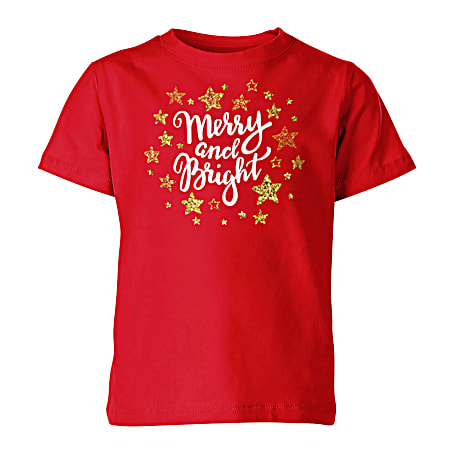 Youth Girls' Christmas Merry & Bright Graphic Crew Neck Short Sleeve Tee
