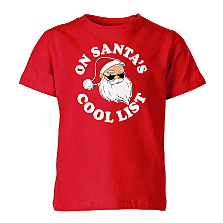 Youth Christmas Santa's Cool Graphic Crew Neck Short Sleeve Tee