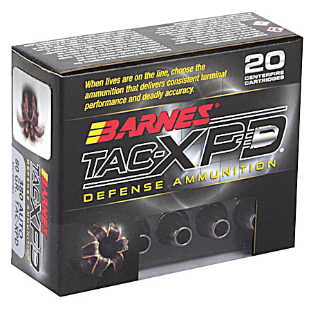 Barnes Tac-Xpd Defense 380 Auto (Acp) 80Gr Tac Xpd Handgun Ammo - 20 Rounds