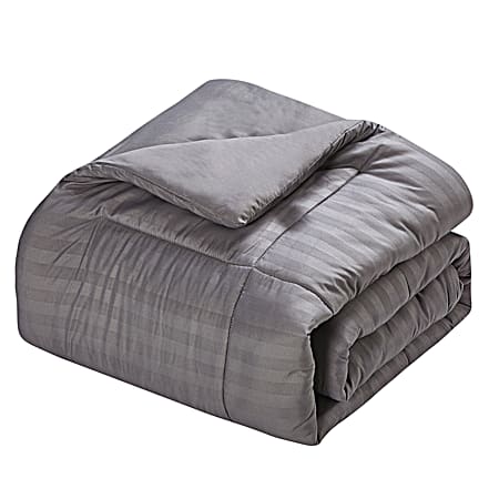 Microfiber Dobby Stripe Grey Down Alternative Comforter