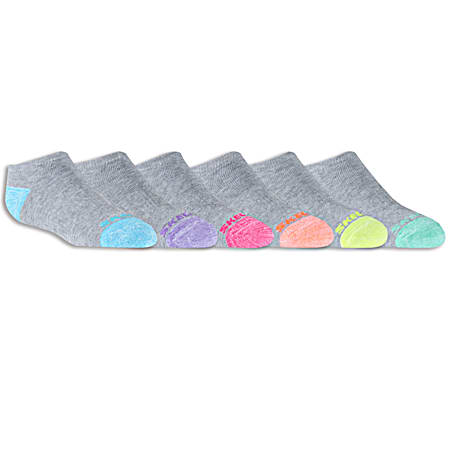 Skechers Girls' Grey/Multi Full Terry Low Cut Walking Socks - 6 Pk