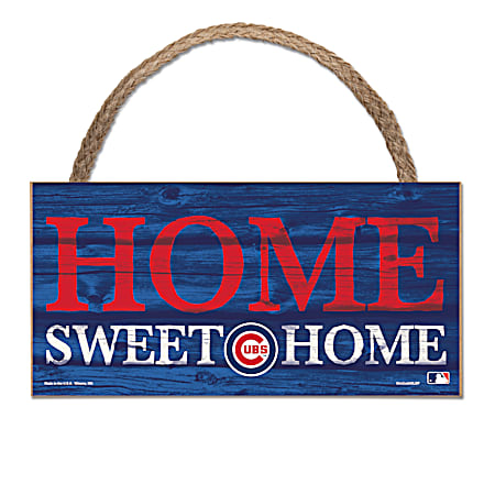 Chicago Cubs 5 in x 10 in Home Sweet Home Wood Sign w/ Rope