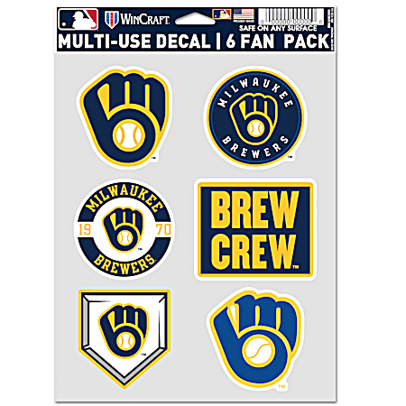 Milwaukee Brewers Multi-Use Fan Decals - 6 Pk