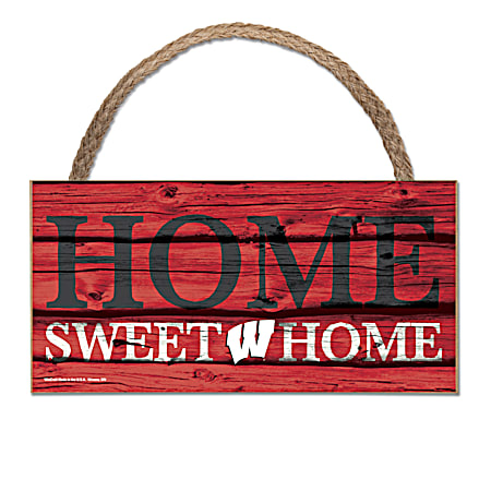 Wisconsin Badgers 5 in x 10 in Home Sweet Home Wood Sign w/ Rope