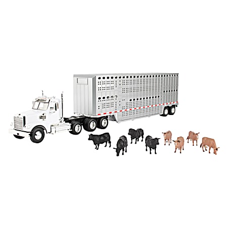 Big Farm 1/32 Freight Liner Semi w/ Cattle Trailer